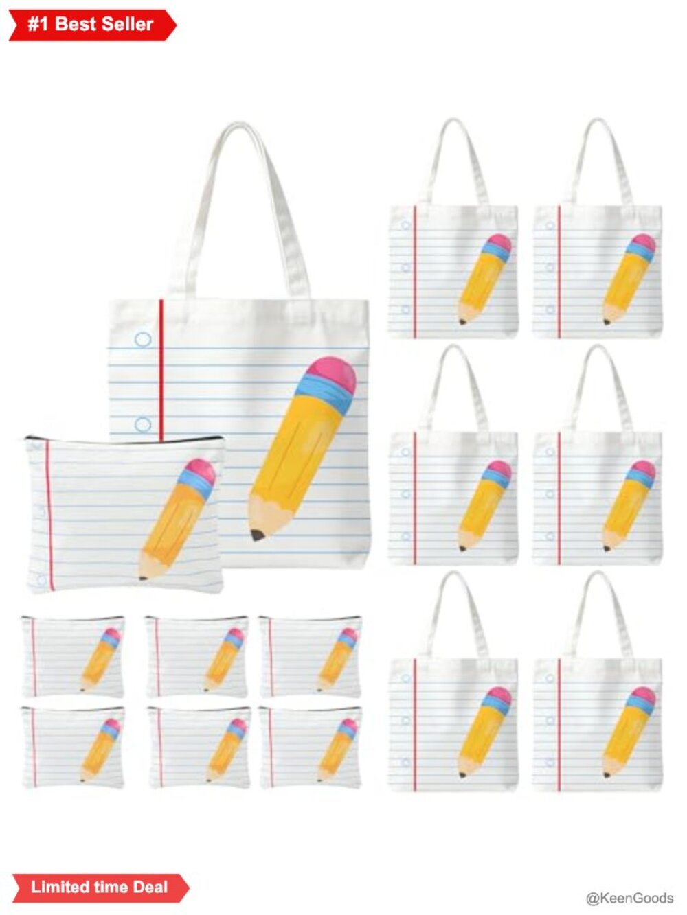 Canvas Tote Bag & Makeup Bag Set, 12 Pcs Back to School Gift Bags, Reusable